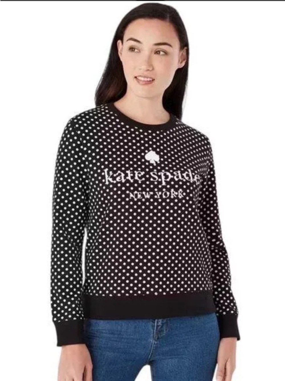 kate spade Black and White Polka Dot Crewneck Sweater